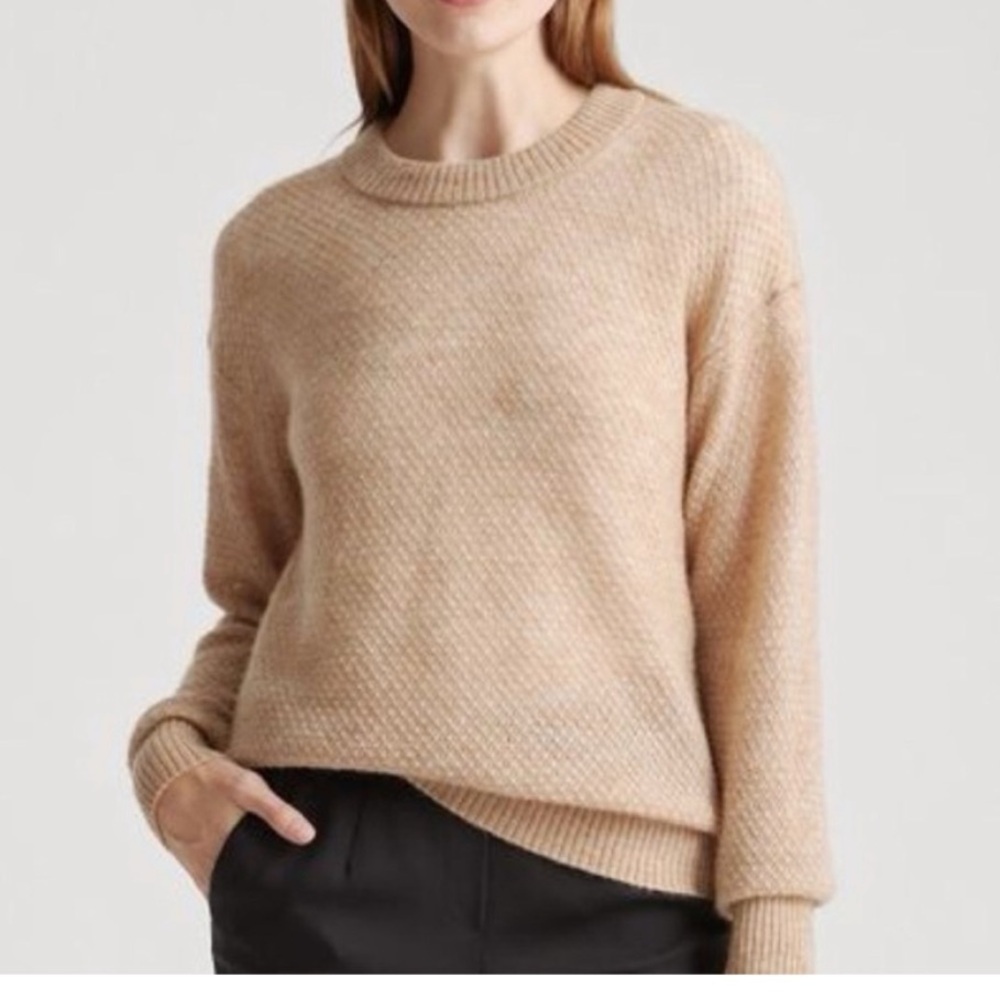 Quince Women's baby alpaca blend diamond stitch crewneck pullover sweater